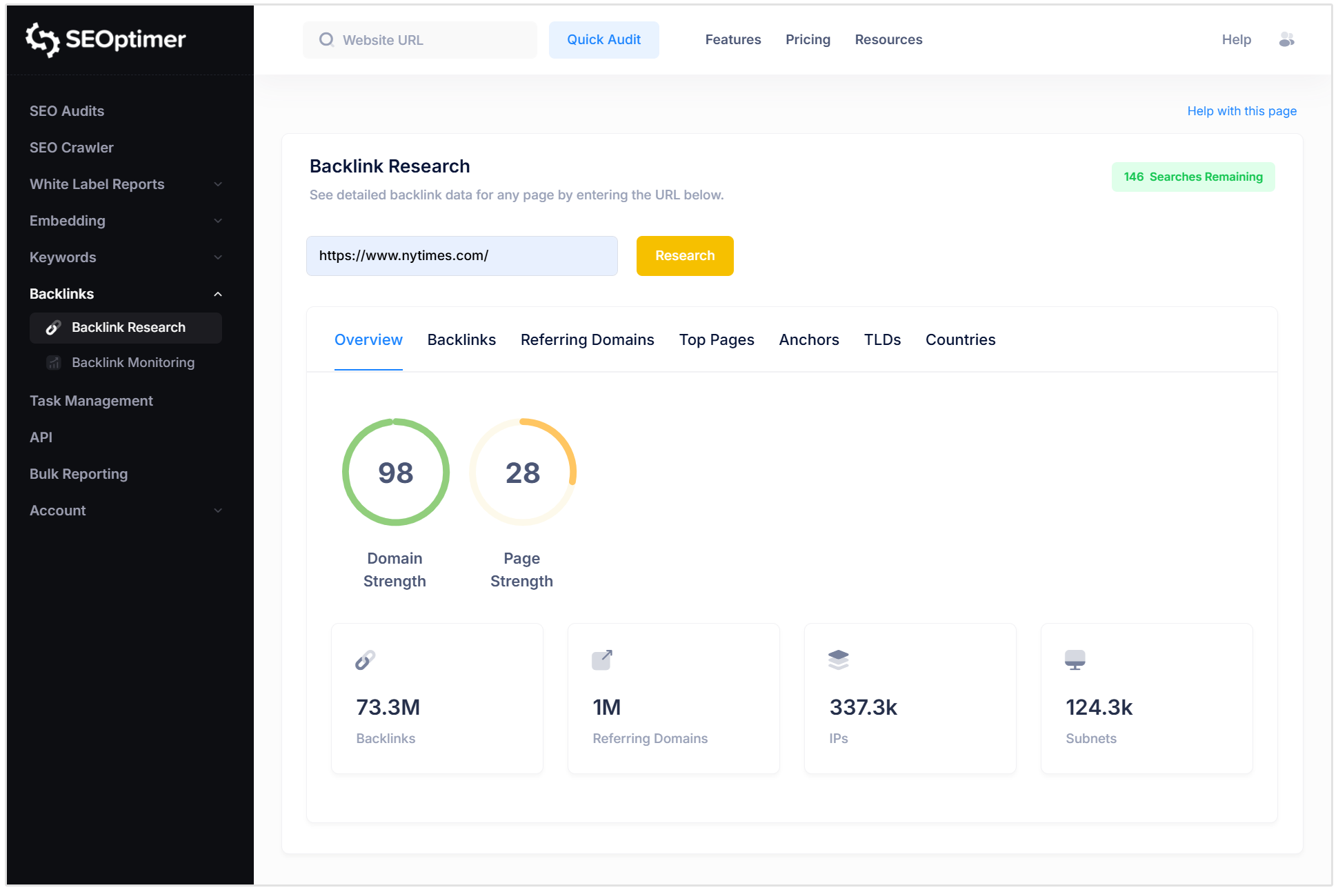 Backlink Profile overview